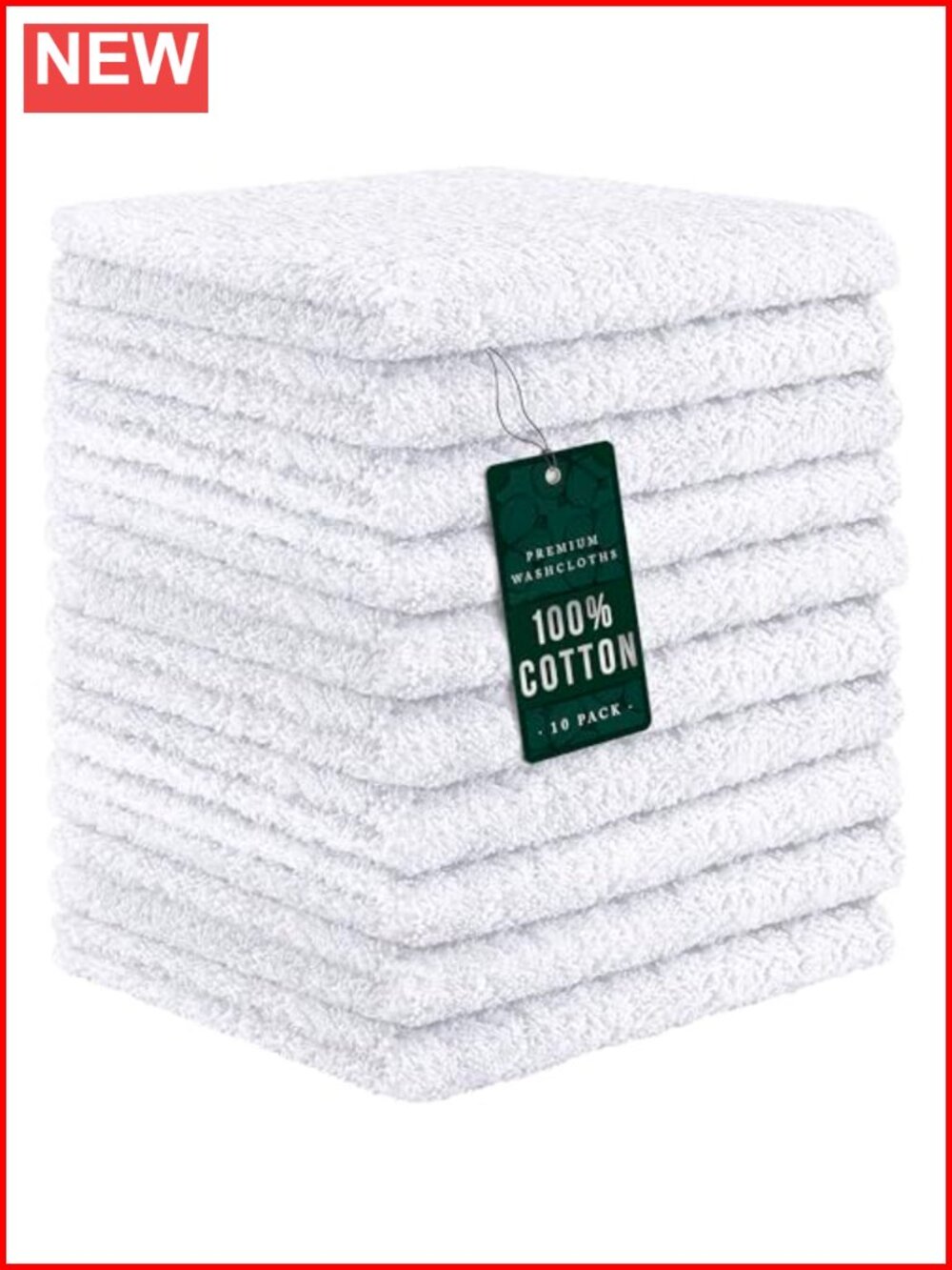 10 Pack 100% Cotton Washcloths 12x12 Ultra Absorbent Soft